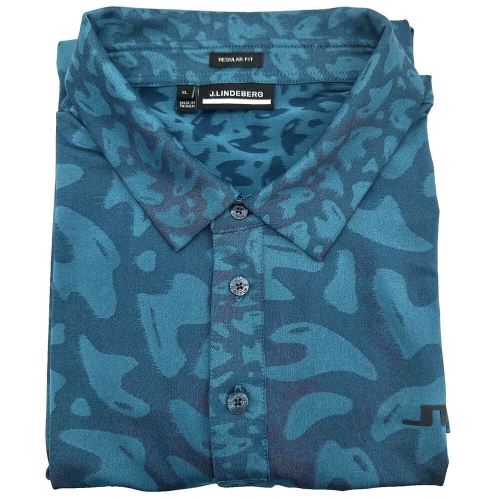 J Lindeberg Golf Polo Shirt Mens XL Nuno Stretch Regular Fit Teal Blue Bunker - Picture 14 of 14